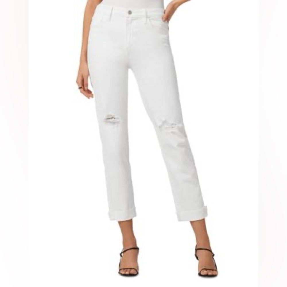 Joe’s Jeans Niki Mid Rise Boyfriend White Distressed Jeans Size 32